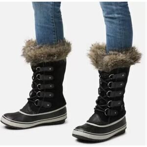 Sorel Women's 11 Black Joan Arctic Suede Waterproof‎ Fur Trim Winter Snow Boots